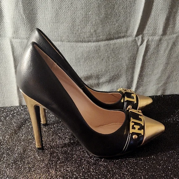 Lulu's Black and Gold Flawless Heels - Picture 3 of 6